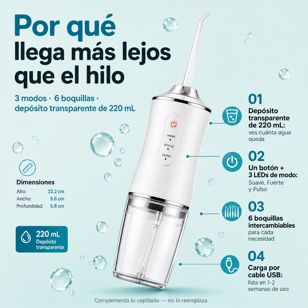 Irrigador Oral Recargable Sarro 4 Boquil - ID339495 — vista 3
